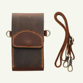 Corssbody phone bag dark brown by Mayacraft